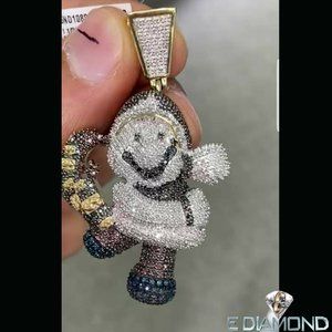 10k Solid Gold Super Mario Brothers 1.50 Natural Diamond Pendant, Cartoon